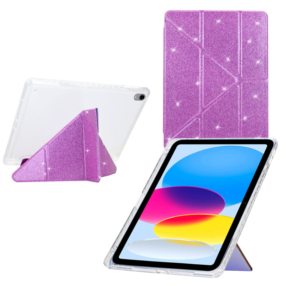 (Purple) For Ipad (2025) / 10.9 (2022) Case Y-Fold Stand Glitter Leather Tpu Acrylic Clear Tablet Cover Purple 6914286003911