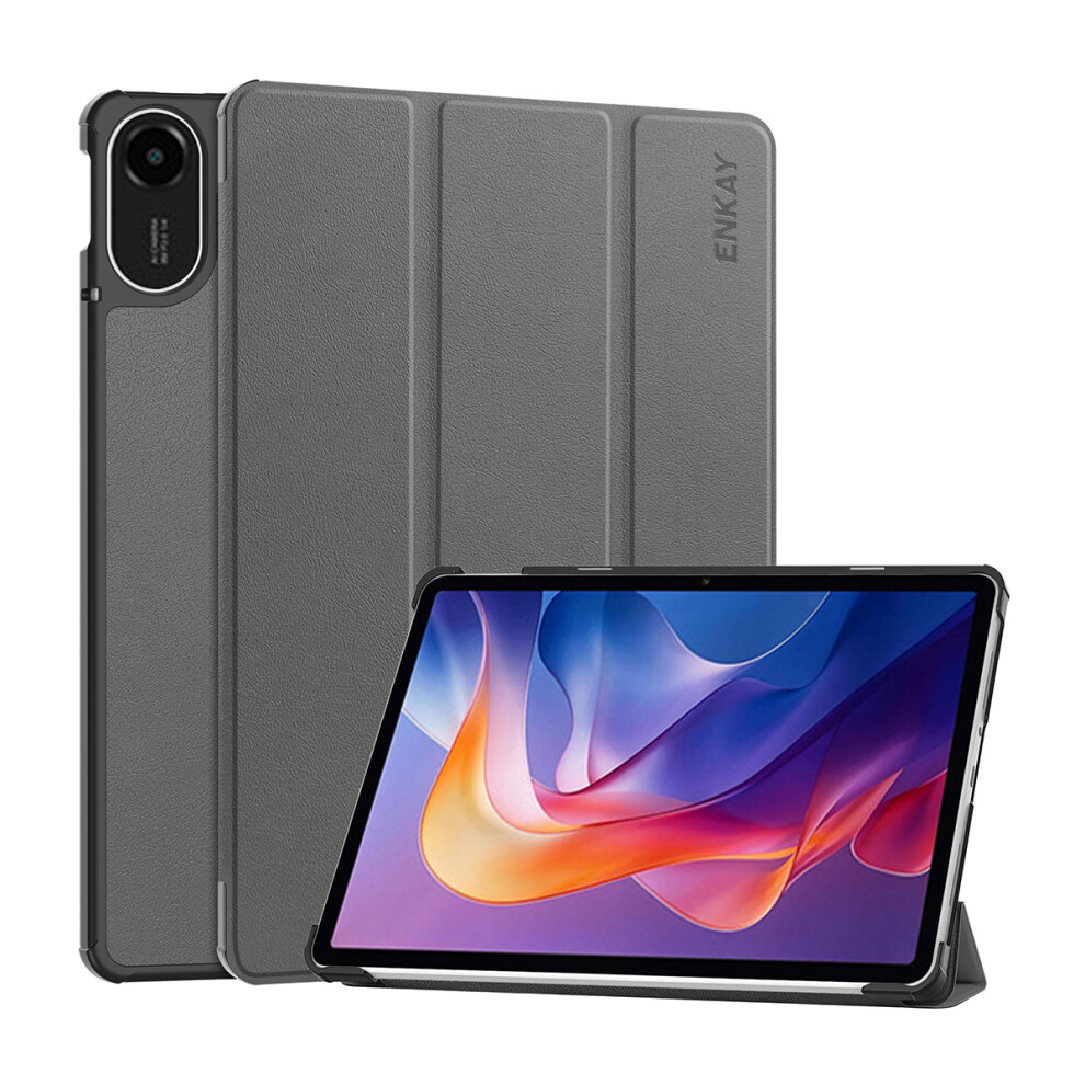 (Grey) For Xiaomi Redmi Pad 2 Trifold Stand Cover Pu Leather+Pc Tablet Case With Auto Wake/Sleep Grey 6914281689554