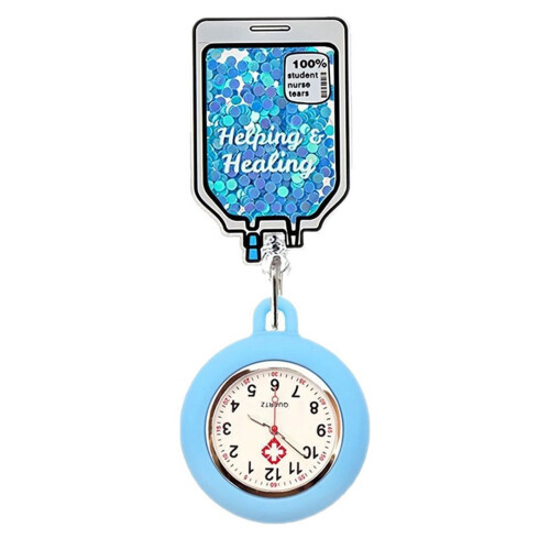 Adjustable Liquid Sand Nurse Watch Badge with-Infusion bag