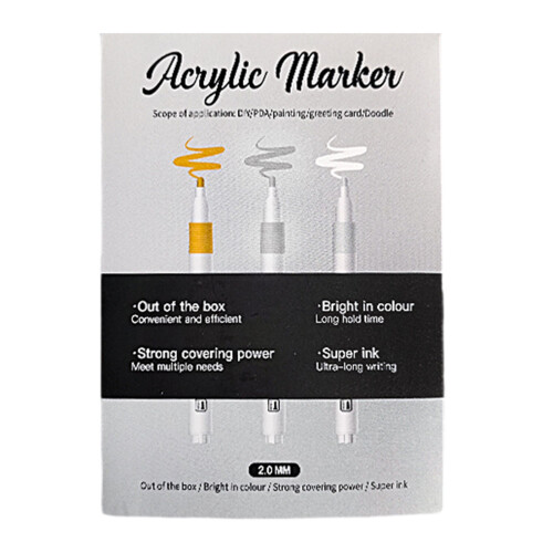 9Pcs Metallic Finish Acrylic Paint Markers-Boxed Hat pull