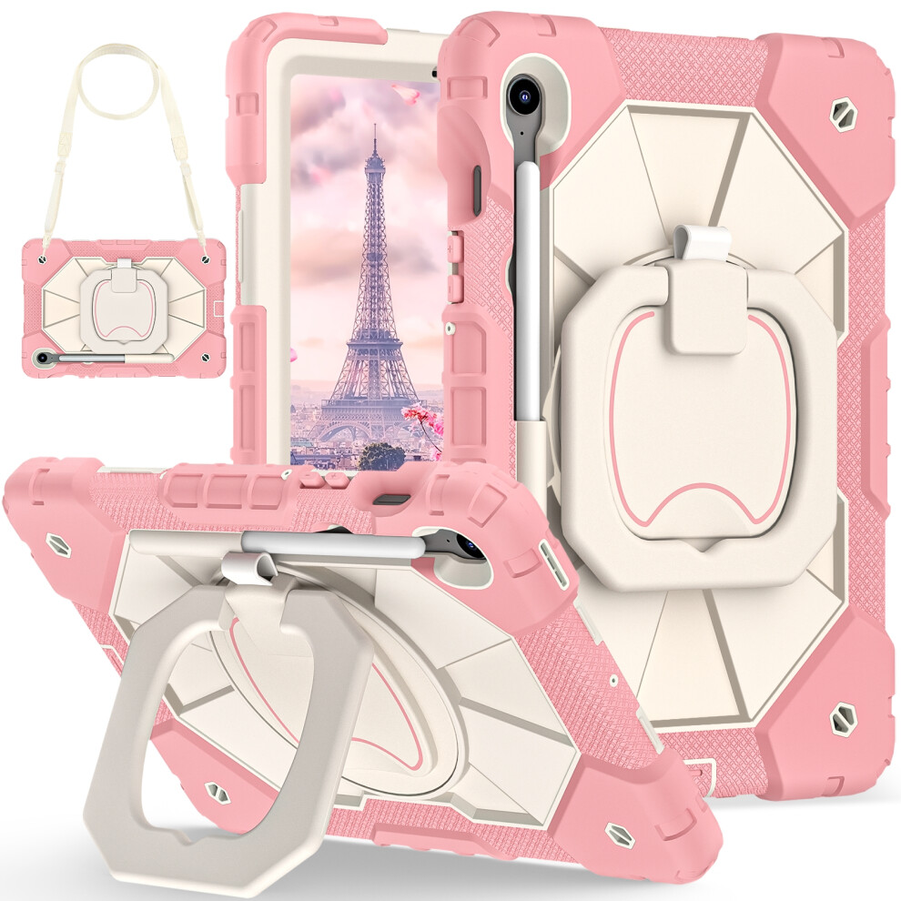 (Rose ) For Samsung Galaxy Tab S10 Lite / S10 Fe / S9 Fe / S9 Case Silicone + Pc Kickstand Tablet Cover Gold 6914281479636