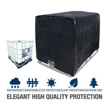 Capa protetora impermeável para contêiner IBC, resistente e à prova de deterioração, em tecido preto 210D, ideal para uso externo.
