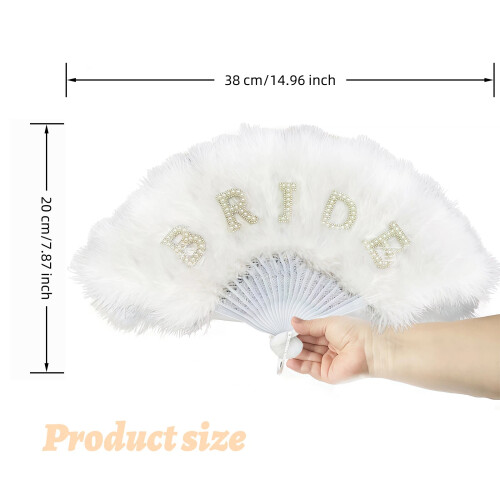 21 Feathers Bride Wedding Fan Elegant Photography Prop-Red 1