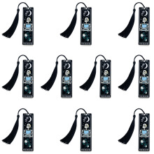 10 Pcs Skeleton Bookmarks Skull Bookmarks with Tassels-Black