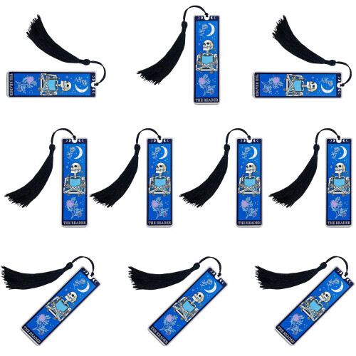 10 Pcs Skull Bookmarks Skeleton Bookmarks Acrylic Page-Blue