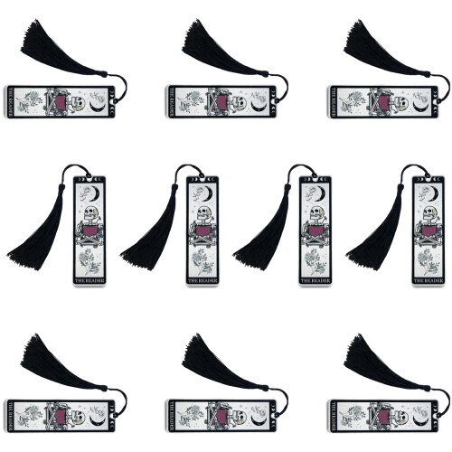 10 Pcs Gothic Book Markers with Tassels Skeleton-White