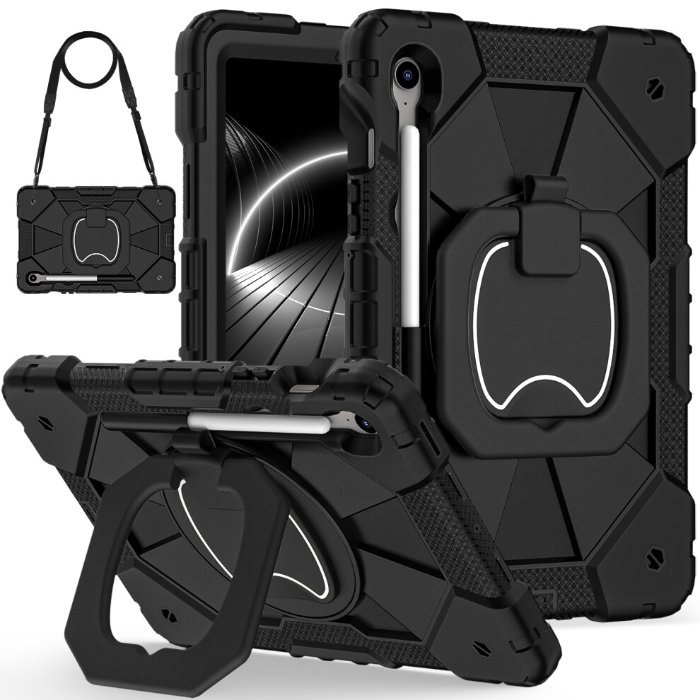 ( / ) For Samsung Galaxy Tab S10 Lite / S10 Fe / S9 Fe / S9 Case Silicone + Pc Kickstand Tablet Cover Black 6914281378571