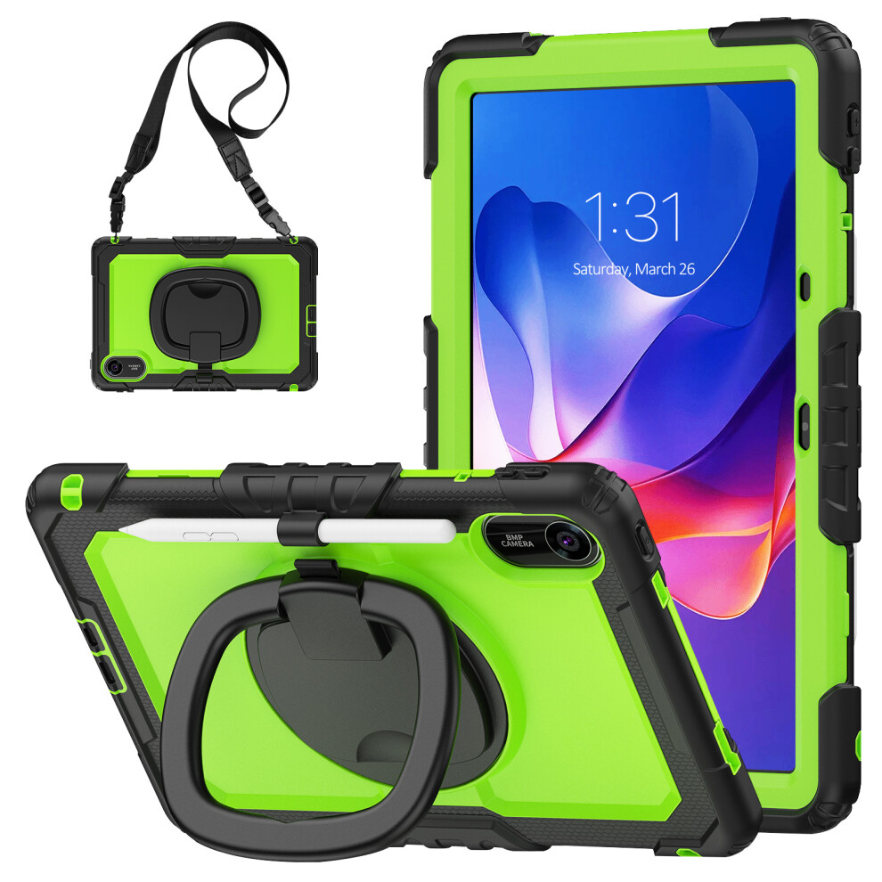 ( / Yellowgreen) For Xiaomi Redmi Pad 2 Kickstand Case With Stylus Holder / Shoulder Strap Pc Silicone Tablet Cover Black 6914280379630