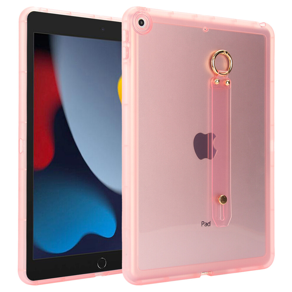 (Pink) Tablet Case For Ipad 10.2 (2021) / (2020) / (2019) Shockproof Tpu Cover With Wristband Pink 6914282957423