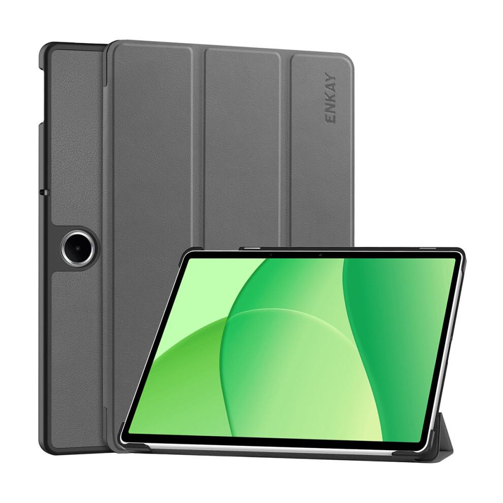 (Grey) For Oppo Pad Se Trifold Stand Cover Pu Leather+Pc Tablet Case With Auto Wake/Sleep Grey 6914285437397