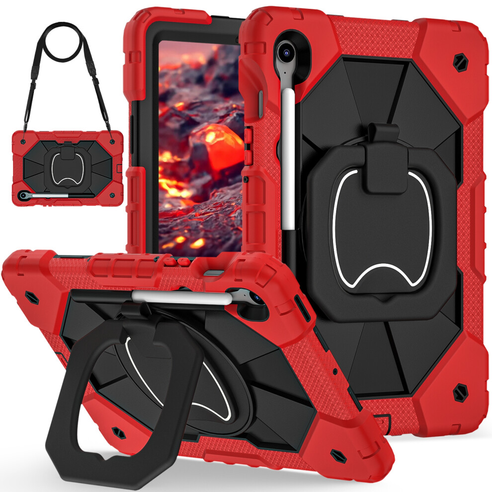 (Red / Black) For Samsung Galaxy Tab S10 Lite / S10 Fe / S9 Fe / S9 Case Silicone + Pc Kickstand Tablet Cover Black,Red 6914282840978