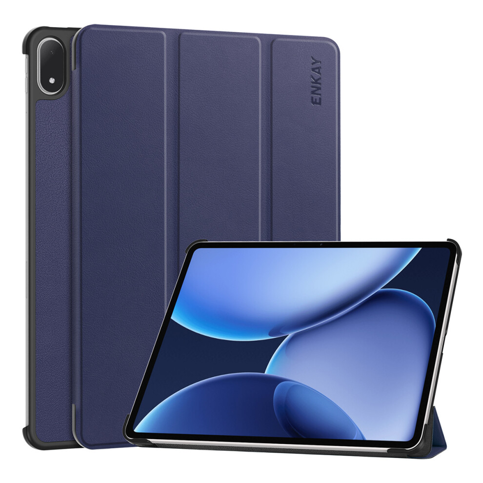 (Dark ) For Oneplus Pad 2 Pro / Oneplus Pad 3 Trifold Stand Cover Pu Leather+Pc Tablet Case With Auto Wake/Sleep Blue 6914288614061