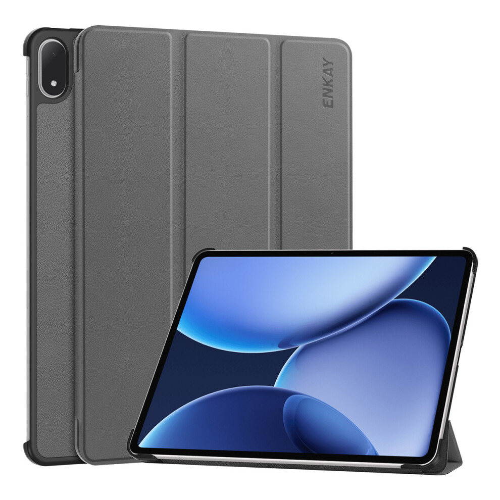 (Grey) For Oneplus Pad 2 Pro / Oneplus Pad 3 Trifold Stand Cover Pu Leather+Pc Tablet Case With Auto Wake/Sleep Grey 6914281064528