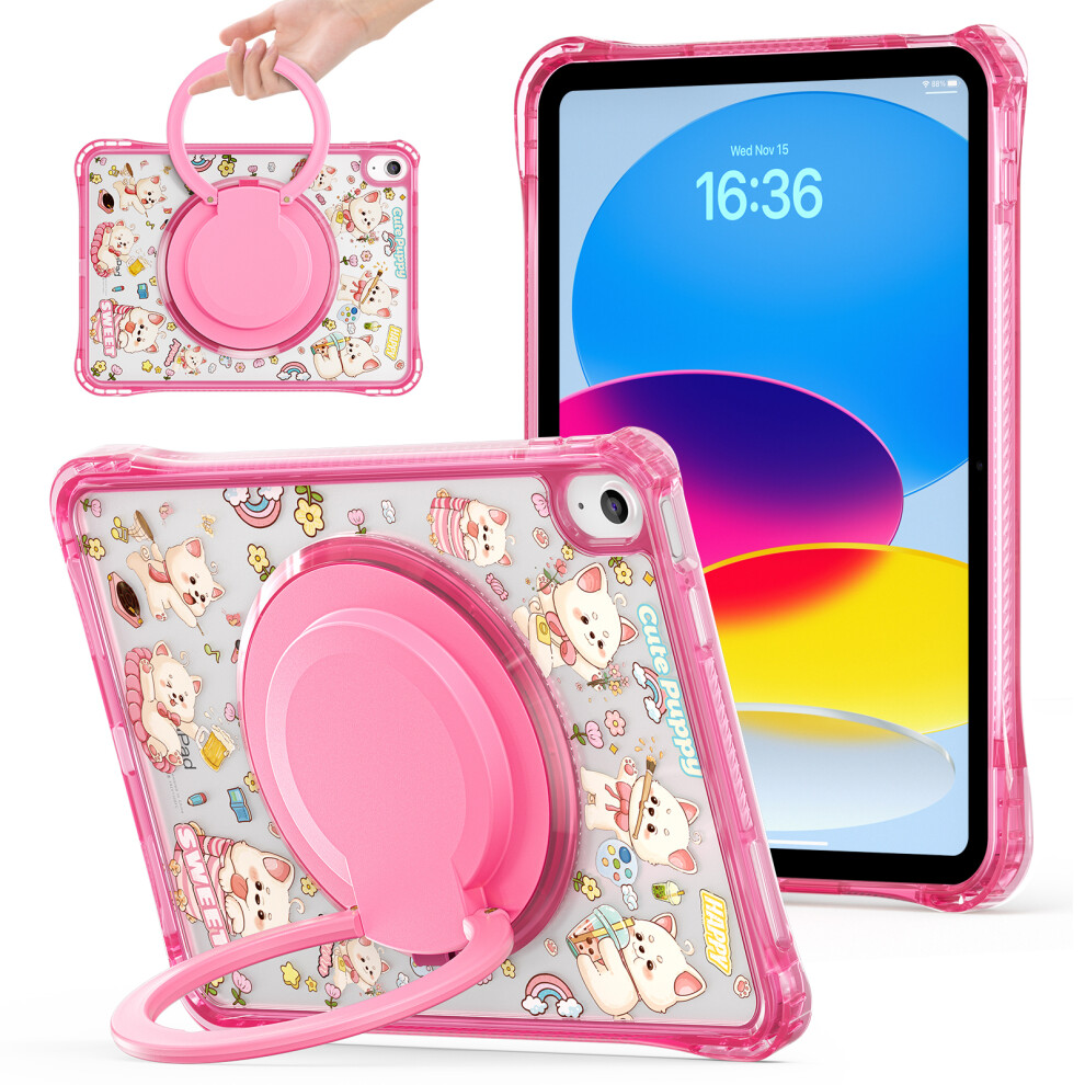 (Pink) For Ipad (2025) / Ipad 10.9 (2022) Case Hand Grip Kickstand Pattern Pc + Tpu + Acrylic Tablet Cover Pink 6914284494049