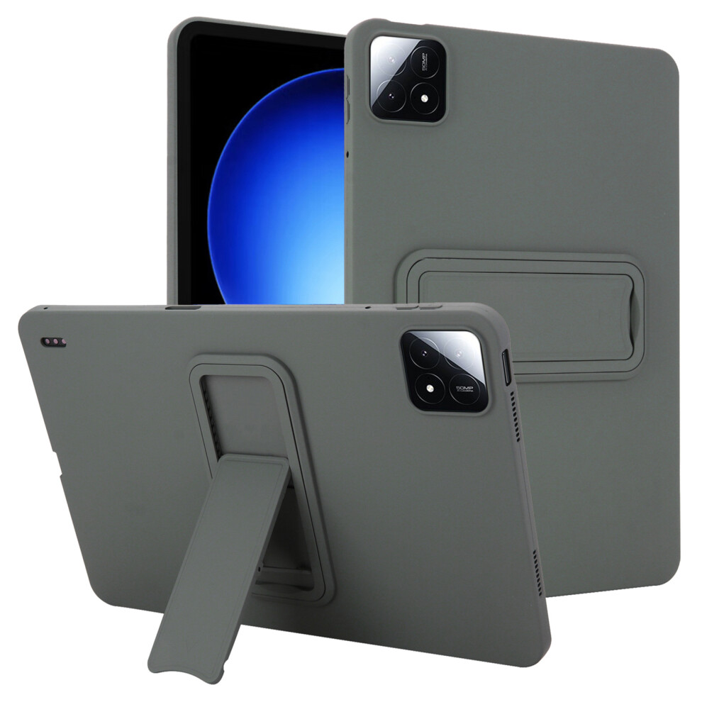 (Grey) For Xiaomi Pad 6S Pro 12.4 Case Tpu + Pc Skin-Friendly Kickstand Tablet Cover Grey 6914284871246