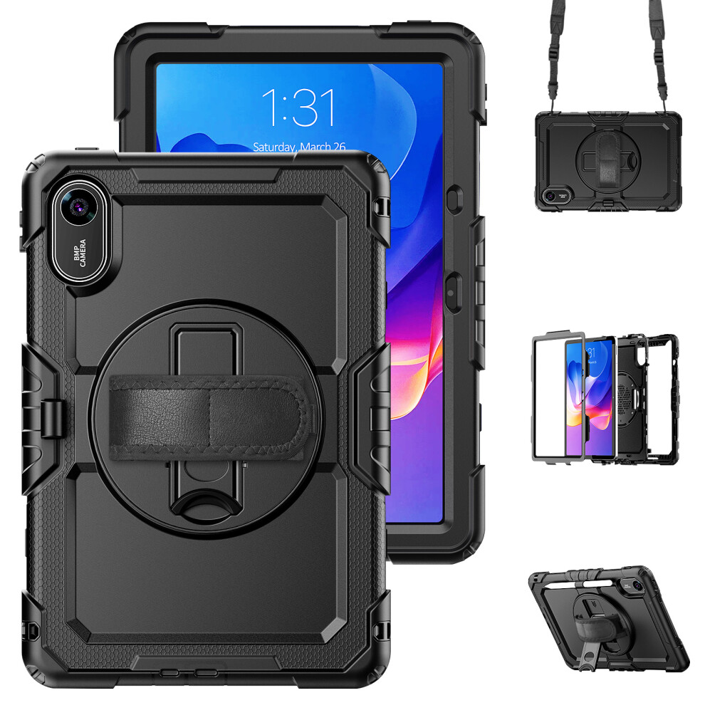 (Black) For Xiaomi Redmi Pad 2 Case With Pet Film / Stylus Holder / Shoulder Strap Pc Silicone Tablet Cover Black 6914285004919