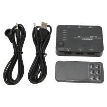 Csatlakoztasd és játssz HDMI kapcsoló, HDMI 5 bemenet/1 kimenet kapcsoló távirányítóval nagyfelbontású jelerősítéshez, jó minőség,