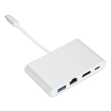 Hub USB-C 4 em 1 com carregamento rápido para sua estação de trabalho portátil. Expanda as capacidades dos seus dispositivos USB-C com saída de