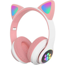 Bluetooth-hörlurar med kattöron för barn, unika med RGB LED-lampor och hörselsäkerhet, hopfällbara och bekväma för skolan, resor och smarta