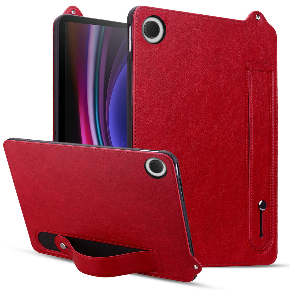 (Red) For Samsung Galaxy Tab A11 X133 X130 / Tab A9 Case Hand Strap Kickstand Leather Tablet Cover Red 6914288636407
