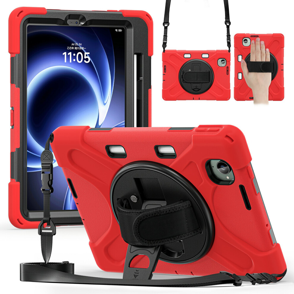 (Red) For Xiaomi Pad Mini / Mi K Pad Kickstand Case Tpu Pc Silicone Tablet Cover With Shoulder Strap Red 6914280673721