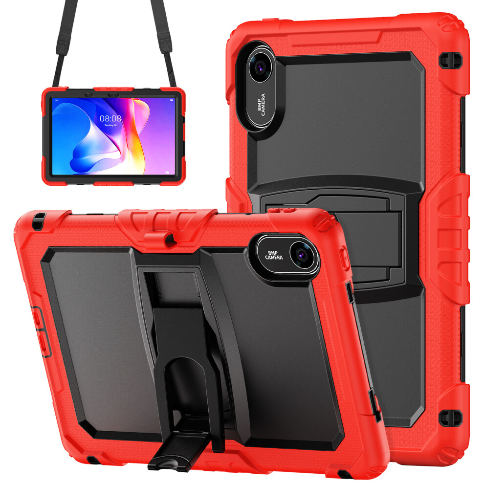 (Red) For Xiaomi Mi Pad 2 Kickstand Case With Stylus Holder / Shoulder Strap Pc Silicone Shockproof Tablet Cover Red 6914285342578