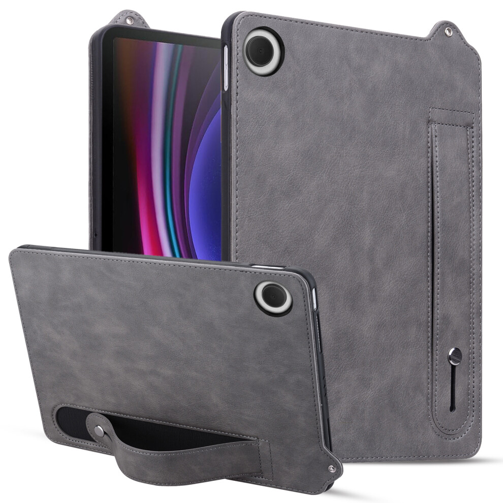 (Grey) For Samsung Galaxy Tab A11 X133 X130 / Tab A9 Case Hand Strap Kickstand Leather Tablet Cover Grey 6914286859044