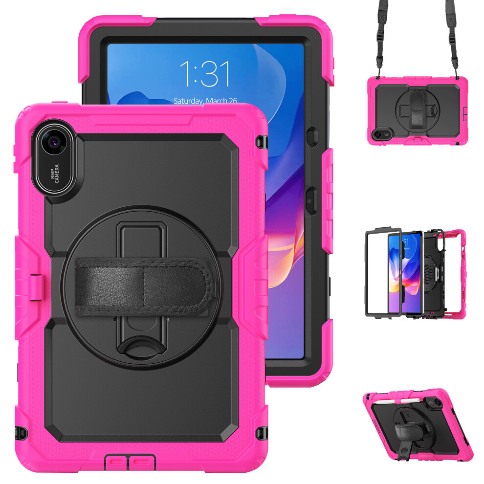 (Rose) For Xiaomi Redmi Pad 2 Case With Pet Film / Stylus Holder / Shoulder Strap Pc Silicone Tablet Cover 6914282053637