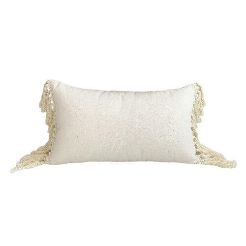 Handmade Decorative Linen Boho Throw Pillow Covers, Retro Style Rectangular Support Cushions with Hidden Zipper Closure for Sofa Bed, Textured Fabric