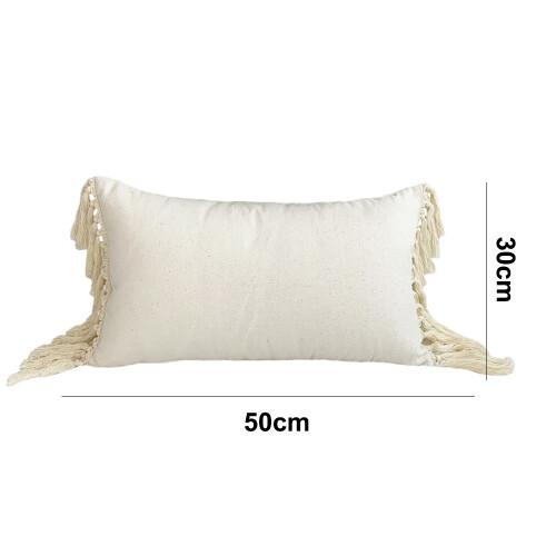 Handmade Decorative Linen Boho Throw Pillow Covers, Retro Style Rectangular Support Cushions with Hidden Zipper Closure for Sofa Bed, Textured Fabric 1