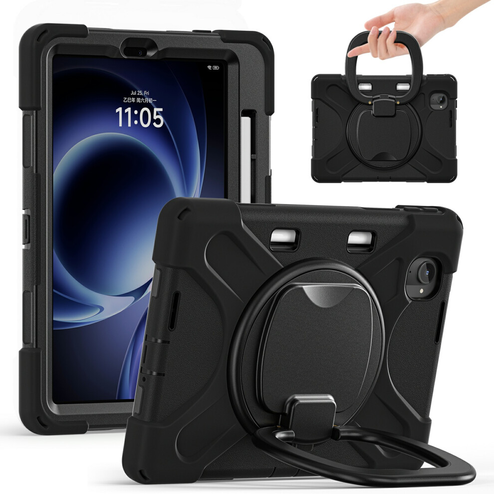 (Black) For Xiaomi Pad Mini / Redmi K Pad Case Tpu + Pc + Silicone Tablet Cover Swivel Kickstand Handle Grip Black 6914281585283