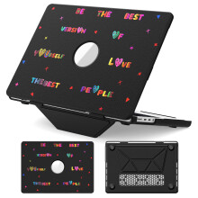 (Heart / Black) Pattern Printing Laptop Case for MacBook Pro 14 inch (2025) / (2024) / (2023) / (2022) / (2021) Notebook Kickstand Cover