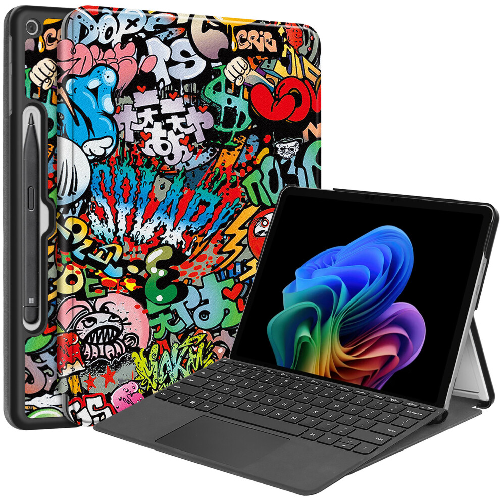(Graffiti) For Microsoft Surface Pro 12Inch Case Pu Leather Pattern Printing Stand Folio Tablet Cover 6914283802104