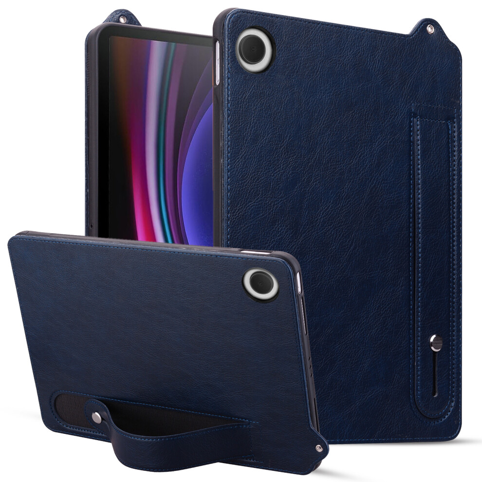 (Blue) For Samsung Galaxy Tab A11+ / Tab A9+ Case Hand Strap Kickstand Leather Tablet Cover Blue 6914280366753