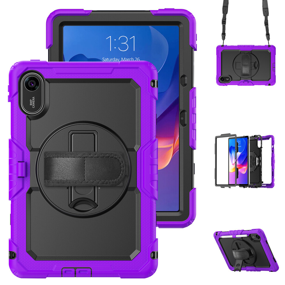 (Purple) For Xiaomi Redmi Pad 2 Case With Pet Film / Stylus Holder / Shoulder Strap Pc Silicone Tablet Cover Purple 6914285396144