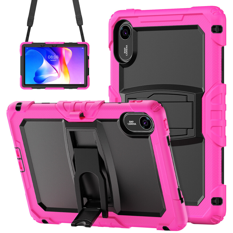 (Rose) For Xiaomi Redmi Pad 2 Kickstand Case With Stylus Holder / Shoulder Strap Pc Silicone Shockproof Tablet Cover 6914285166228