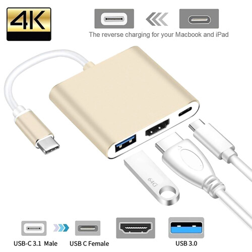 Προσαρμογέας USB C σε HDMI με θύρα φόρτισης Υψηλής ισχύος, γρήγορης σκλήρυνσης,