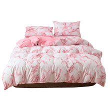 Ensemble de literie Queen Size, en microfibre réversible avec motif marbre imprimé uni, fermeture éclair invisible, couette douce et respirante.