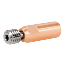 Verbeterde heatbreak voor 3D-printer hotend, volledig metalen nozzle met titanium en koperen bimetaalconstructie, hoge temperatuurbestendigheid.