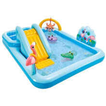 Paddling Pool Model A Blue Inflatable Swimming Pool 244x198x71 cm Backyard Family Pool