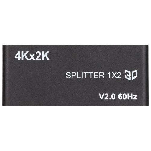 Διαχωριστής HDMI υψηλής απόδοσης 1x2 με ανθεκτικό μεταλλικό περίβλημα, υποστηρίζει 1