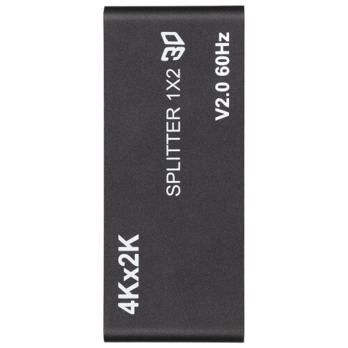 Διαχωριστής HDMI υψηλής απόδοσης 1x2 με ανθεκτικό μεταλλικό περίβλημα, υποστηρίζει 2