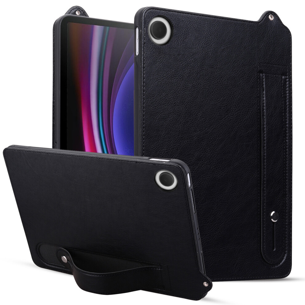 (Black) For Samsung Galaxy Tab A11+ / Tab A9+ Case Hand Strap Kickstand Leather Tablet Cover Black 6914280262376