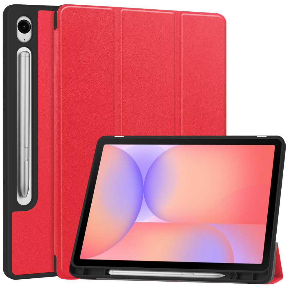 (Red) For Samsung Galaxy Tab S10 Lite Stand Case Shock-Absorbent Leather Tablet Cover With Pen Slot Red 6914284538729