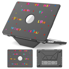 (Heart / Grey) Pattern Printing Laptop Case for MacBook Pro 14 inch (2025) / (2024) / (2023) / (2022) / (2021) Notebook Kickstand Cover