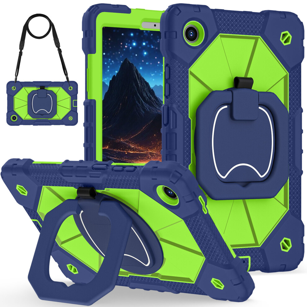 (Navy / Yellowgreen) For Lenovo Tab K9 / Tab One Case Silicone + Pc Kickstand Tablet Cover Blue 6914285379000