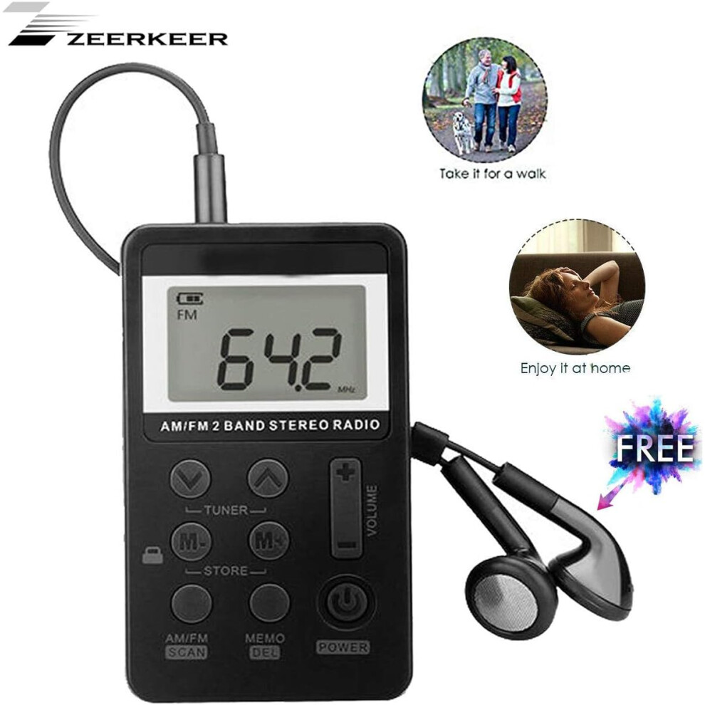 Portable Digital Am Fm Radio With High-Quality Reception, Mini Rechargeable Radio For Walks And Jogging, Earphone Included For Improved Reception, Com 9416038539787