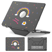 (Rainbow / Grey) Pattern Printing Laptop Case for MacBook Pro 14 inch (2025) / (2024) / (2023) / (2022) / (2021) Notebook Kickstand Cover