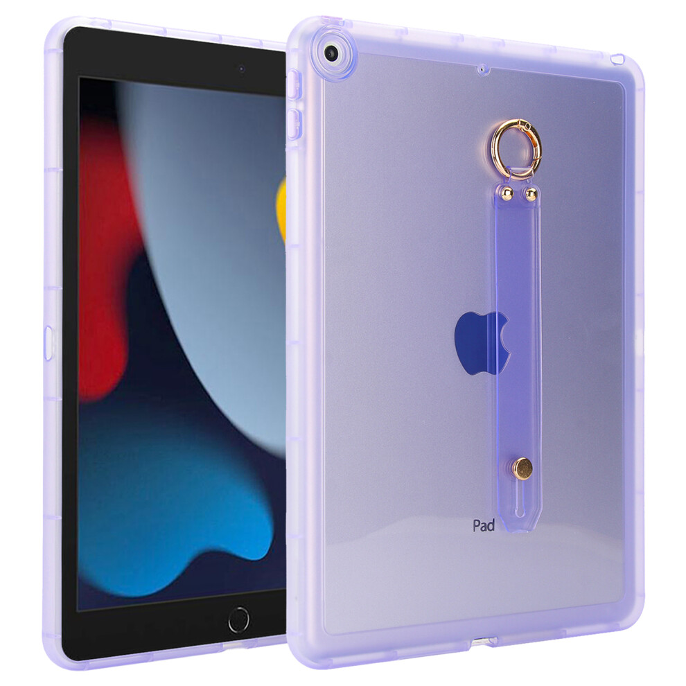 (Purple) Tablet Case For Ipad 10.2 (2021) / (2020) / (2019) Shockproof Tpu Cover With Wristband Purple 6914280386782