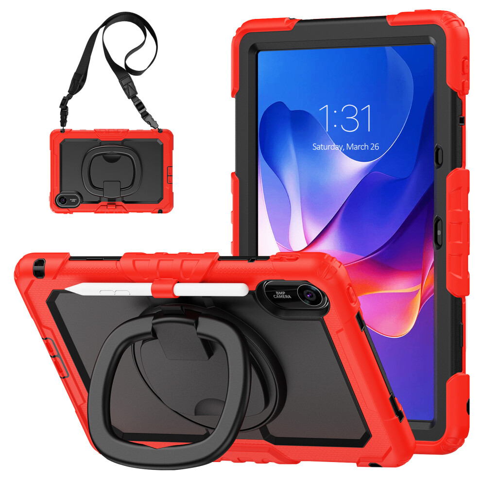(Red) For Xiaomi Mi Pad 2 Kickstand Case With Stylus Holder / Shoulder Strap Pc Silicone Tablet Cover Red 6914282015840